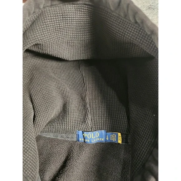 Polo Ralph Lauren Hoodie Mens Large Black Full Zip Fleece Sweatshirt Pony Jacket